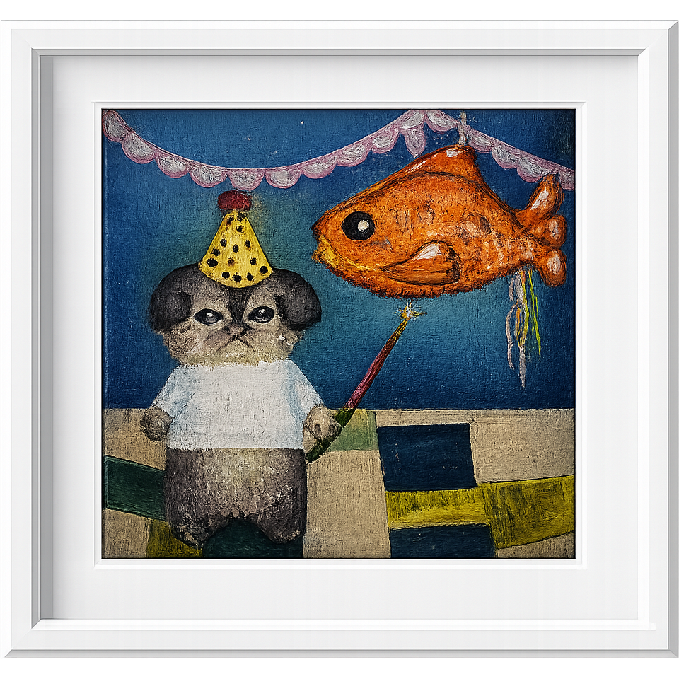 party hat and gold fish