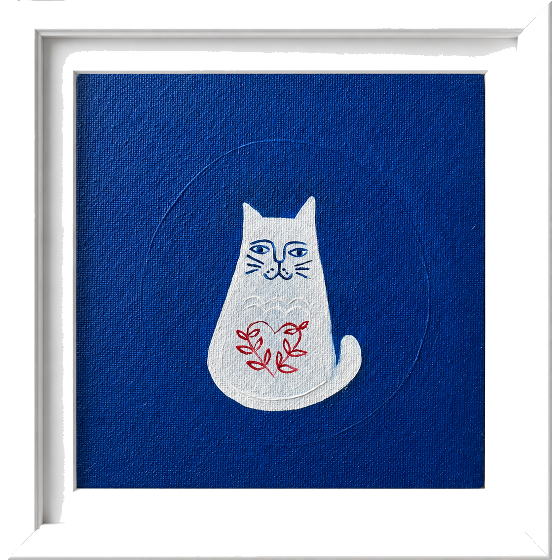 blue cat with red leaves