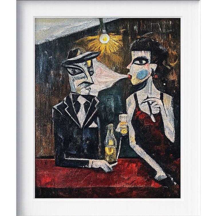night table, two figures