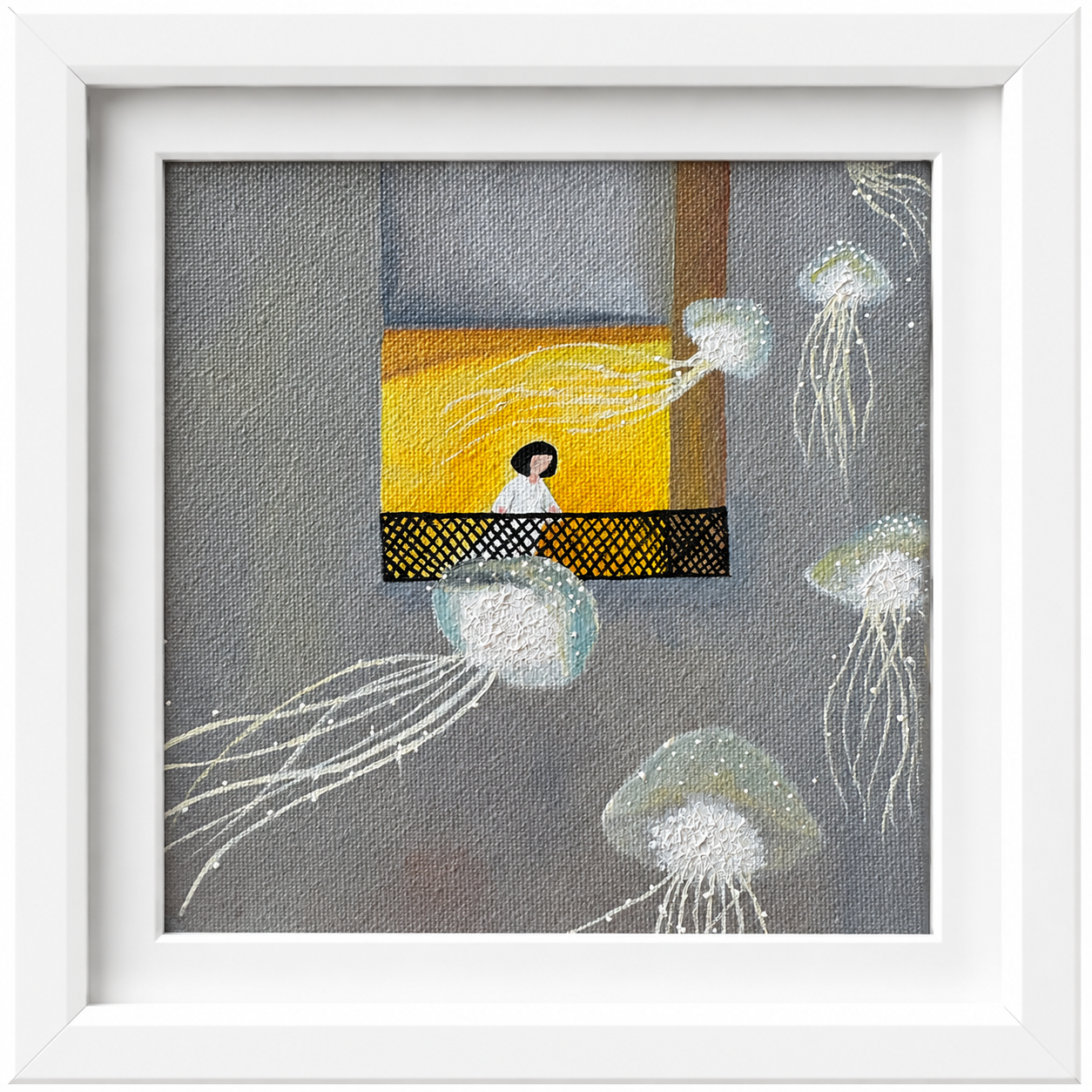 window with jellyfish